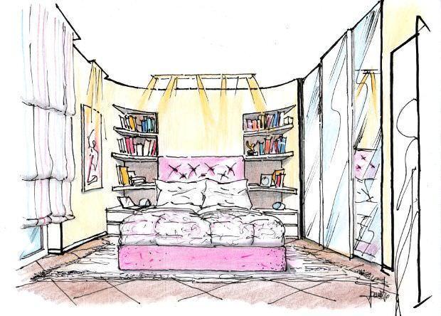 libreria curva retro letto